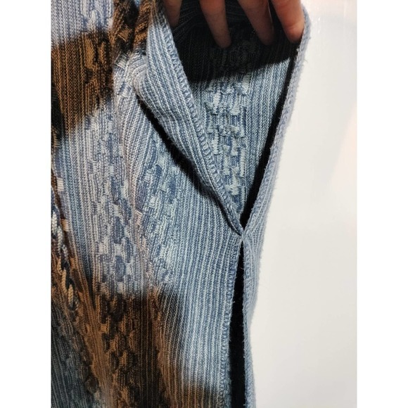 Cuddle Knit hooded Blue Knitted blanket smock poncho pullover Vintage - Picture 2 of 4